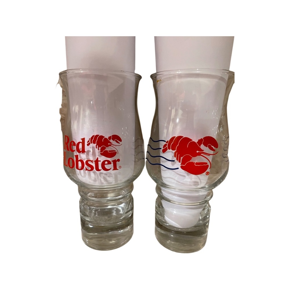 Vintage Red Lobster Bar Glasses : Retro Barware : Cocktail Glass: 80’s Dining